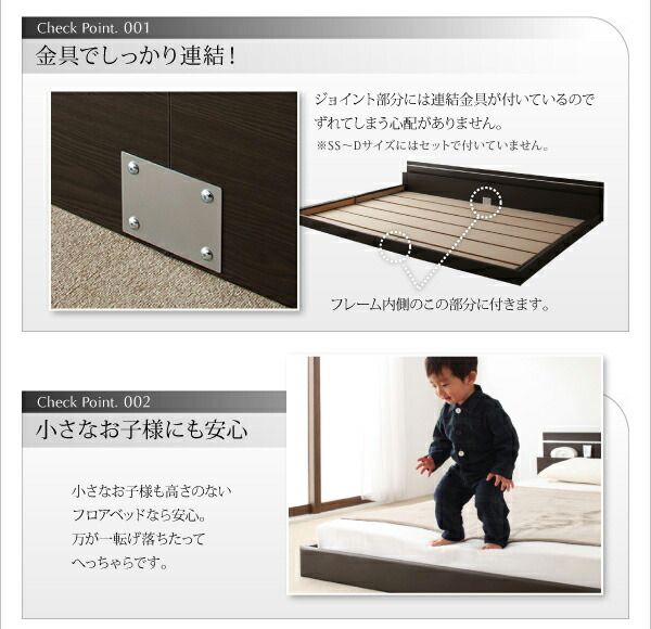 スーパSALE10倍＆4時間限定10％OFF モダンライト・コンセント付き国産フロアベッド 国産ポケットコイルマットレス付き ダブル