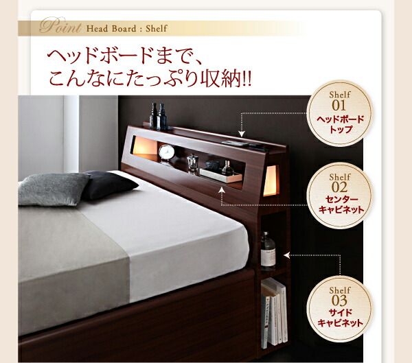 スーパSALE10倍＆4時間限定10％OFF ベッド ベット シングルベッド 収納付きベッド マットレス付き 収納 収納付 跳ね上げベッド 深型 コンセント付 大容量 宮付き 照明 おしゃれ お客様組立 スタンダードポケットコイルマットレス付 シングル 深さラージ