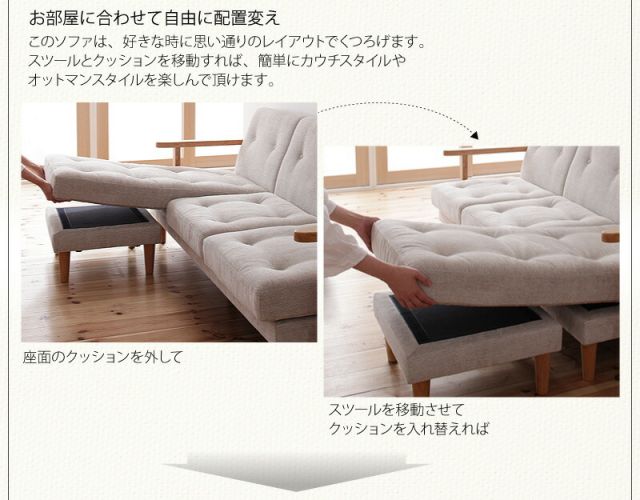 スーパSALE10倍＆4時間限定10％OFF 木肘デザインソファ 木肘コーナーカウチソファ 3P