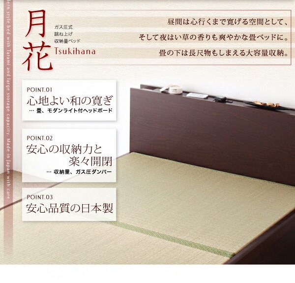 スーパSALE10倍＆4時間限定10％OFF お客様組立 照明・棚付きガス圧式跳ね上げ収納畳ベッド 国産タイプ 縦開き・ベッドガードなし セミダブル 深さレギュラー