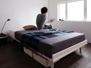 スーパSALE10倍＆4時間限定10％OFF 北欧デザインベッド スタンダードボンネルコイルマットレス付き フルレイアウト シングル フレーム幅100