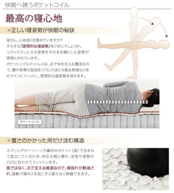 スーパSALE10倍＆4時間限定10％OFF 新・国産ポケットコイルマットレスベッド マットレスベッド セミシングル 脚15cm