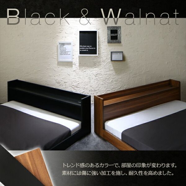 スーパSALE10倍＆4時間限定10％OFF 棚・コンセント付きフロアベッド 国産カバーポケットコイル マットレス付き シングル