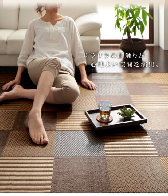 スーパSALE10倍＆4時間限定10％OFF 自然素材ラグ 純国産京刺子柄い草ラグ 不織布なし 191×250cm