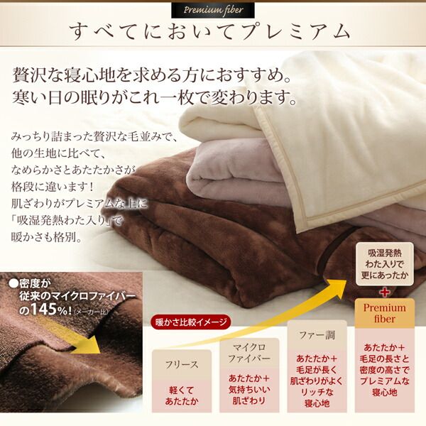 MITAS寝具SELECT プレミアムマイクロファイバー贅沢仕立てのとろける毛布・パッド 2枚合わせ毛布・パッドセット 発熱わた入り セミダブル