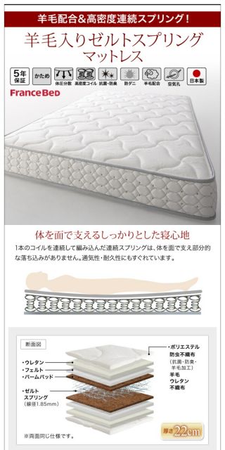 スーパSALE10倍＆4時間限定10％OFF ファミリーベッド 連結ベッド 大型ベッド ファミリー ベッド 連結 家族ベッド ローベッド フロアベッド 北欧 おしゃれ 羊毛入りゼルトスプリング マットレス付き  ワイドK200