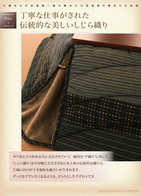 スーパSALE10倍＆4時間限定10％OFF こたつ布団セット しじら織り省スペースこたつ布団 掛布団&敷布団2点セット 5尺長方形(90×150cm)天板対応