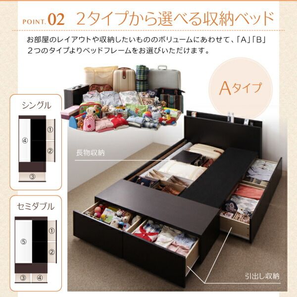 スーパSALE10倍＆4時間限定10％OFF 連結ファミリー収納ベッド 国産カバーポケットコイルマットレス付き Bタイプ シングル