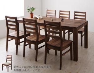 スーパSALE10倍＆4時間限定10％OFF ダイニングセット（テーブル&チェア） 総無垢材ダイニングシリーズ 6人 7点セット(テーブル+チェア6脚) ウォールナット PVC座 W180