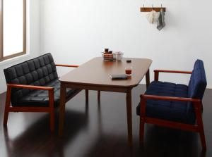 スーパSALE10倍＆4時間限定10％OFF ダイニングセット（テーブル&ソファ） ソファ&ダイニングセット 4人 3点セット(テーブル+2Pソファ2脚) W160