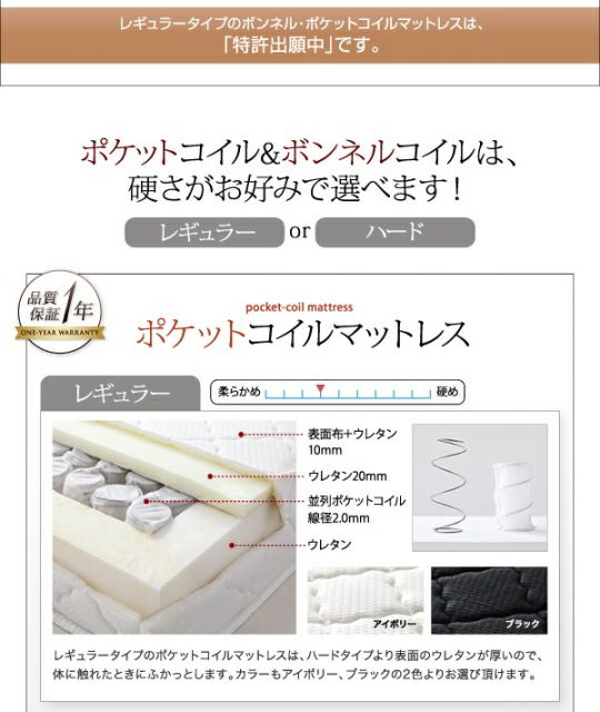 スーパSALE10倍＆4時間限定10％OFF 棚・照明・コンセント付き収納ベッド  マルチラススーパースプリングマットレス付き ダブル