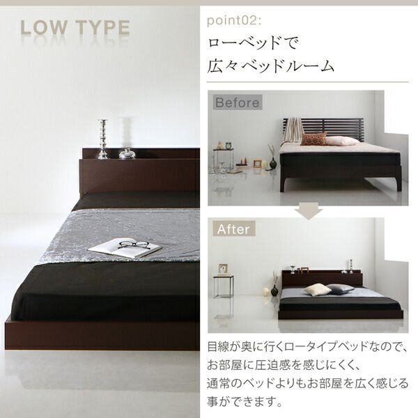 スーパSALE10倍＆4時間限定10％OFF 棚・コンセント付きフロアベッド ベッドフレームのみ セミダブル