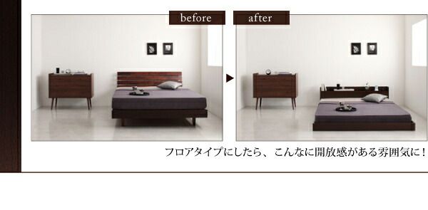 スーパSALE10倍＆4時間限定10％OFF 棚・コンセント付きフロアベッド プレミアムボンネルコイルマットレス付き セミダブル
