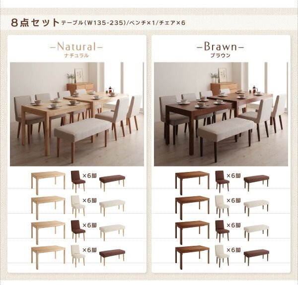 スーパSALE10倍＆4時間限定10％OFF ダイニングセット ベンチ 4人 6人 ダイニングテーブル 伸縮 伸縮テーブル 伸長 カバーリング カバー 6点セット(テーブル+チェア4脚+ベンチ1脚) 幅135-235