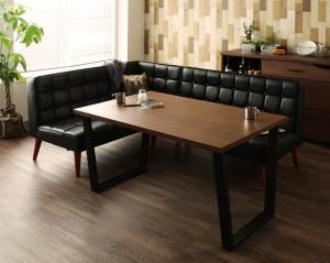 スーパSALE10倍＆4時間限定10％OFF ヴィンテージスタイル・リビングダイニングセット 3人 3点セット(テーブル+ソファ1脚+アームソファ1脚) 左アーム W120