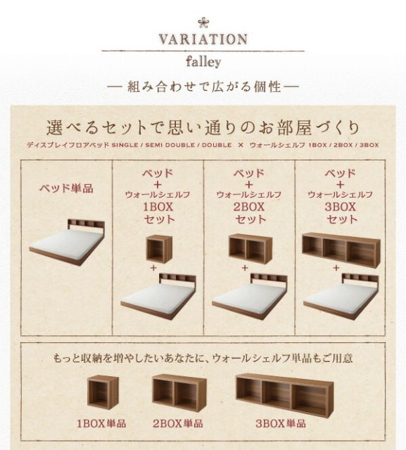 スーパSALE10倍＆4時間限定10％OFF ウォールシェルフ付ディスプレイフロアベッド プレミアムボンネルコイルマットレス付き ウォールシェルフなし ダブル