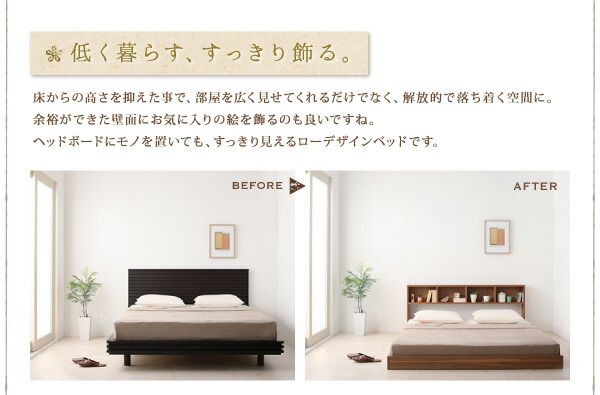 スーパSALE10倍＆4時間限定10％OFF ウォールシェルフ付ディスプレイフロアベッド プレミアムポケットコイルマットレス付き ウォールシェルフなし ダブル