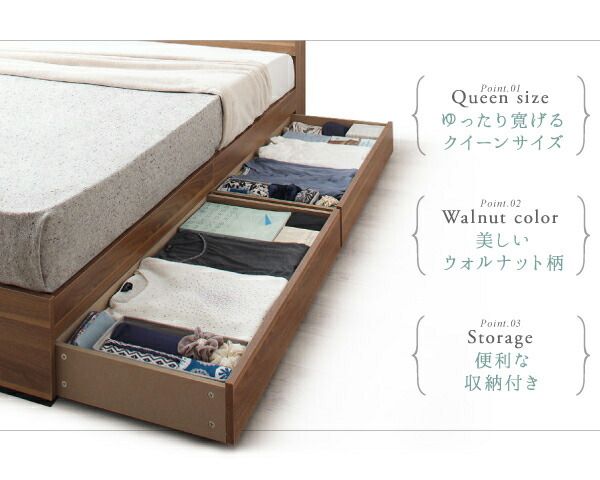 スーパSALE10倍＆4時間限定10％OFF 棚・コンセント付収納ベッド マルチラススーパースプリングマットレス付き クイーン(SS×2)