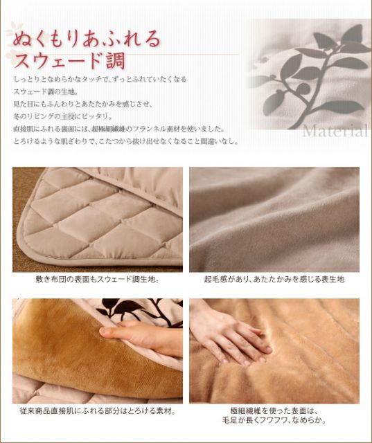 スーパSALE10倍＆4時間限定10％OFF こたつ こたつ布団 おしゃれ スウェード調フラワーモチーフこたつ布団 こたつ用掛け布団単品 4尺長方形(80×120cm)天板対応