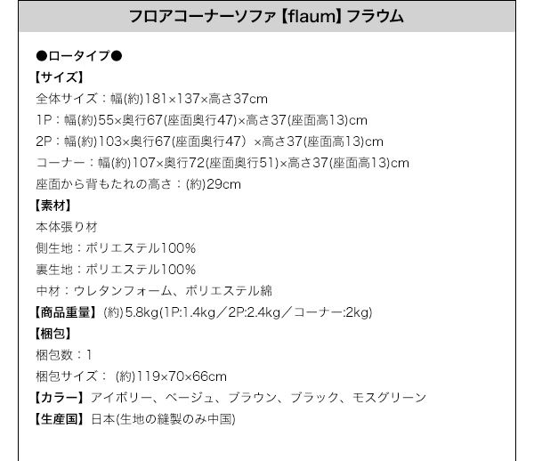スーパSALE10倍＆4時間限定10％OFF フロアソファ フロアコーナーソファ ロータイプ 左コーナーセット 1P+2P+コーナー