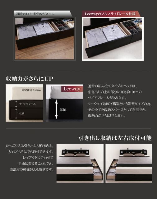 スーパSALE10倍＆4時間限定10％OFF モダンデザイン・キングサイズ収納ベッド ベッドフレームのみ キング(K×1)