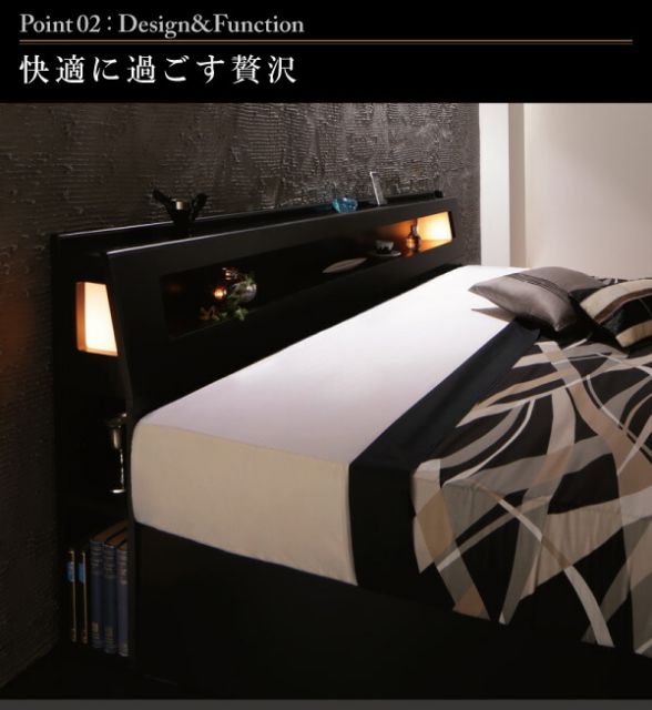 スーパSALE10倍＆4時間限定10％OFF モダンデザイン・キングサイズ収納ベッド 国産カバーポケットコイルマットレス付き キング(K×1)