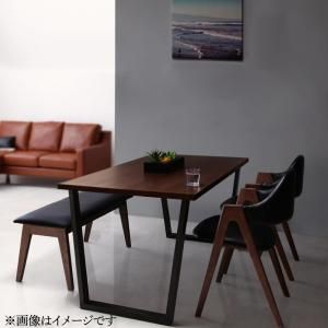 スーパSALE10倍＆4時間限定10％OFF 天然木ウォールナットモダンデザインダイニング 4点セット(テーブル+チェア2脚+ベンチ1脚) W120