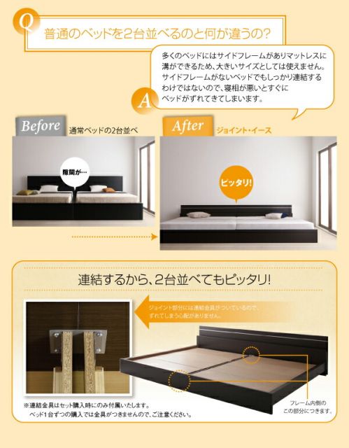 スーパSALE10倍＆4時間限定10％OFF 親子で寝られる・将来分割できる連結ベッド 国産ポケットコイルマットレス付き ダブル