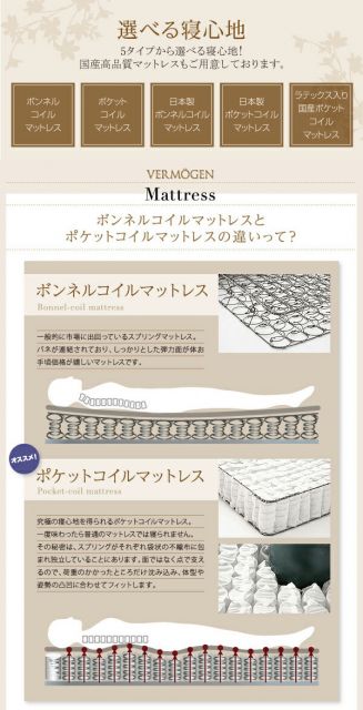 スーパSALE10倍＆4時間限定10％OFF ずっと使えるロングライフデザインベッド 国産ポケットコイルマットレス付き ワイドK220(S+SD)