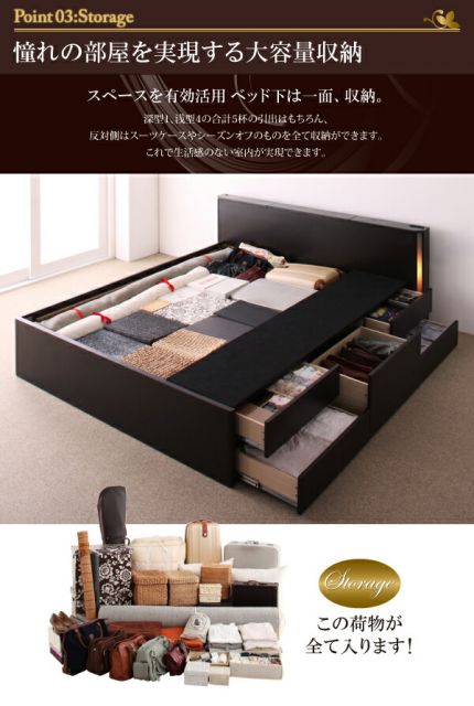 スーパSALE10倍＆4時間限定10％OFF モダンデザイン・大型サイズチェストベッド スタンダードボンネルコイルマットレス付き クイーン(Q×1）