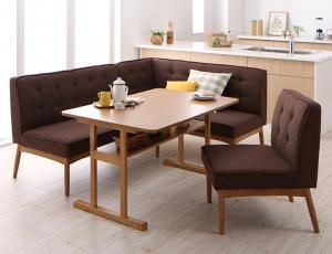 スーパSALE10倍＆4時間限定10％OFF ダイニングセット（テーブル&ソファ） 北欧デザインリビングダイニングセット 4人 4点セット(テーブル+ソファ1脚+アームソファ1脚+チェア1脚) 右アーム W120