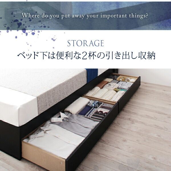 スーパSALE10倍＆4時間限定10％OFF 棚・コンセント付き収納ベッド スタンダードポケットコイルマットレス付き セミダブル