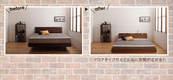 スーパSALE10倍＆4時間限定10％OFF モダンライト・コンセント付きフロアベッド マルチラススーパースプリングマットレス付き ダブル