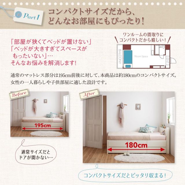 スーパSALE10倍＆4時間限定10％OFF お客様組立 棚・コンセント付き_大容量コンパクトチェストベッド 薄型スタンダードポケットコイルマットレス付き シングル ショート丈