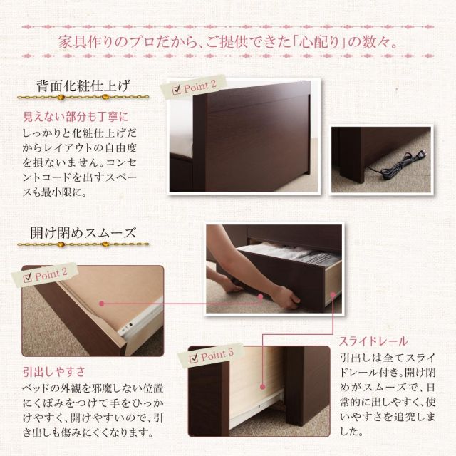 スーパSALE10倍＆4時間限定10％OFF お客様組立 棚・コンセント付き_大容量コンパクトチェストベッド 薄型プレミアムボンネルコイルマットレス付き セミシングル ショート丈