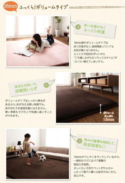 スーパSALE10倍＆4時間限定10％OFF ラグ 厚みが選べる！ はっ水ラグ 厚さ18mm 130×185cm