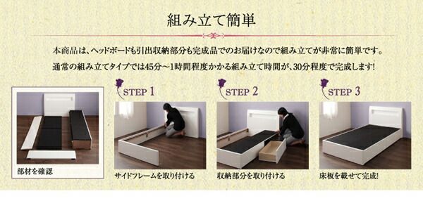 スーパSALE10倍＆4時間限定10％OFF 棚・コンセント付きショート丈収納ベッド スタンダードボンネルコイルマットレス付き セミシングル ショート丈