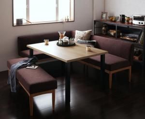 スーパSALE10倍＆4時間限定10％OFF ダイニングセット（テーブル&ソファ ベンチ） モダンカフェ風リビングダイニングセット 5人 4点セット(テーブル+ソファ1脚+アームソファ1脚+ベンチ1脚) 左アーム W120