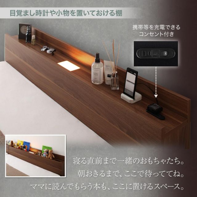 スーパSALE10倍＆4時間限定10％OFF 大型モダンフロアベッド プレミアムボンネルコイルマットレス付き ワイドK260(SD+D)