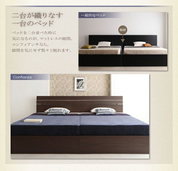 スーパSALE10倍＆4時間限定10％OFF 家族で寝られるホテル風モダンデザインベッド ボンネルコイルマットレス付き ワイドK220(S+SD)