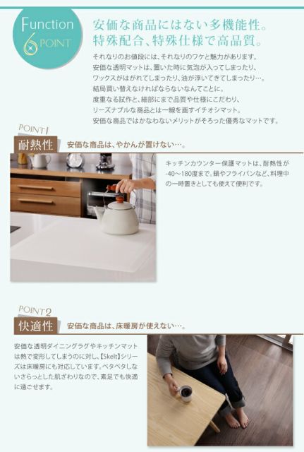 透明ラグ・シリコンマット キッチンマット 60×270cm