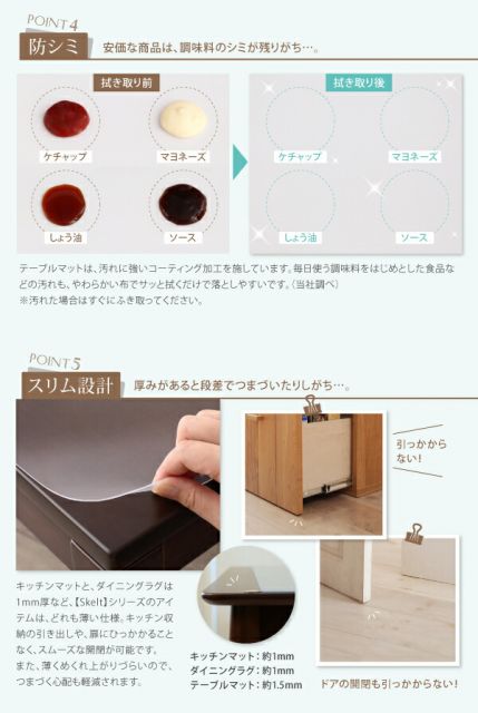 透明ラグ・シリコンマット キッチンマット 80×360cm