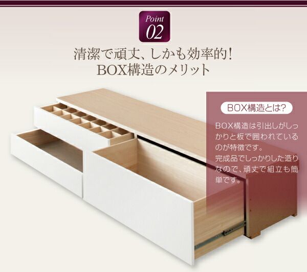 スーパSALE10倍＆4時間限定10％OFF お客様組立 日本製_棚・コンセント・仕切り板付き大容量チェストベッド 薄型プレミアムポケットコイルマットレス付き セミシングル