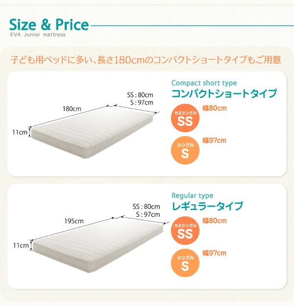 スーパSALE10倍＆4時間限定10％OFF MITAS寝具SELECT 子どもの睡眠環境を考えた 安眠マットレス 薄型・軽量・高通気 ジュニア ボンネルコイル セミシングル ショート丈