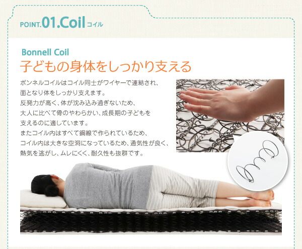 スーパSALE10倍＆4時間限定10％OFF MITAS寝具SELECT 子どもの睡眠環境を考えた 安眠マットレス 薄型・軽量・高通気 ジュニア ボンネルコイル セミシングル ショート丈