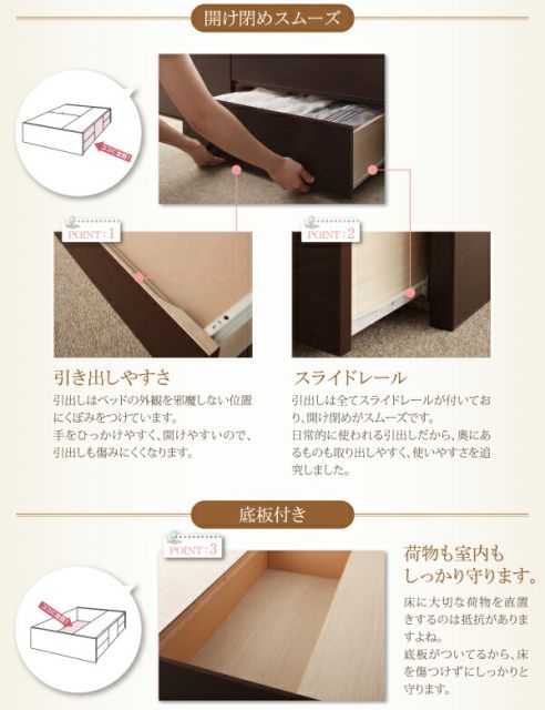 スーパSALE10倍＆4時間限定10％OFF お客様組立 日本製_ヘッドレス大容量コンパクトチェストベッド 薄型抗菌国産ポケットコイルマットレス付き シングル ショート丈