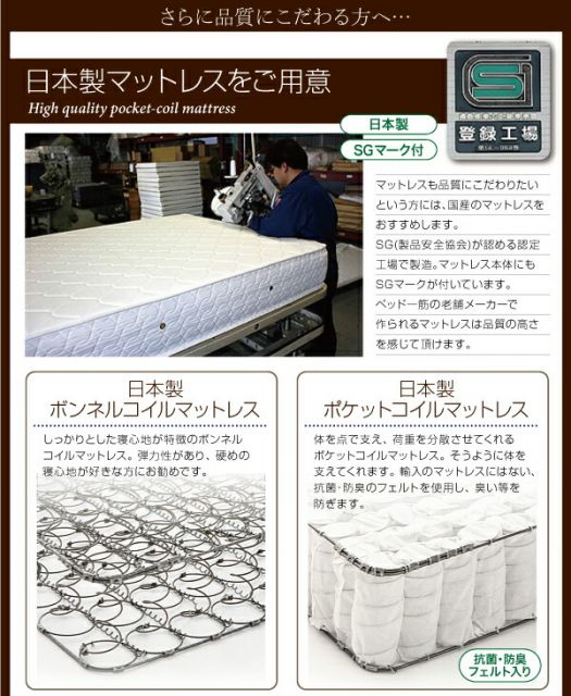 スーパSALE10倍＆4時間限定10％OFF フラップ棚・照明・コンセントつき多機能ベッド  ボンネルコイルマットレス付き ダブル