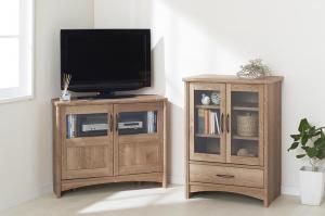 スーパSALE10倍＆4時間限定10％OFF リビング収納 チェスト キャビネット タンス テレビ台 オーク調リビング収納シリーズ 2点セット(コーナーテレビボード+キャビネット)