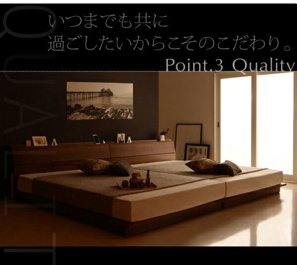 スーパSALE10倍＆4時間限定10％OFF 棚・コンセント付きモダンデザインローベッド 国産カバーポケットコイルマットレス付き セミダブル