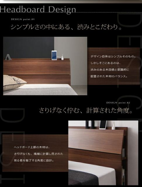 スーパSALE10倍＆4時間限定10％OFF 棚・コンセント付きモダンデザインローベッド 国産カバーポケットコイルマットレス付き セミダブル